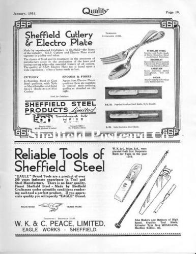 sheffield steel (cutlery adverts from Quality magazine 1931