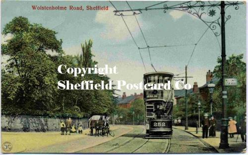 spc531: Wostenholm Rd Sheffield (tram 252, colour pc)